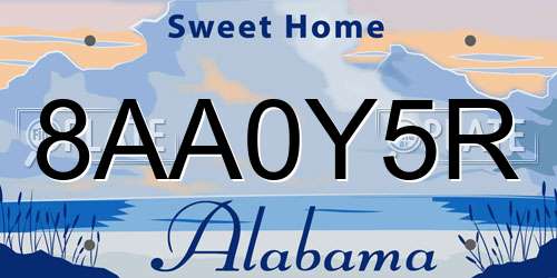 8AA0Y5R Alabama License Plate