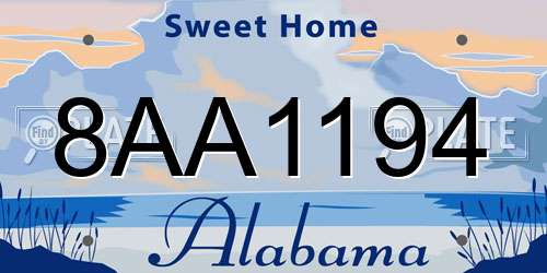 8AA1194 Alabama License Plate