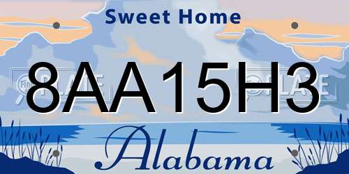 8AA15H3 Alabama License Plate