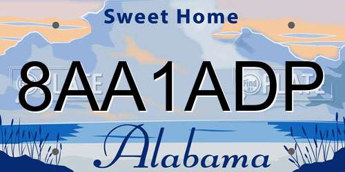 8AA1ADP Alabama License Plate