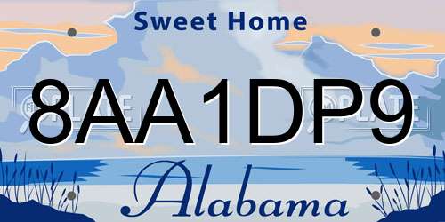 8AA1DP9 Alabama License Plate