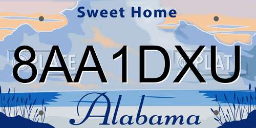 8AA1DXU Alabama License Plate