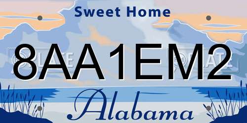 8AA1EM2 Alabama License Plate