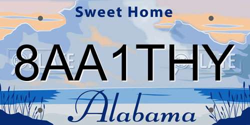 8AA1THY Alabama License Plate