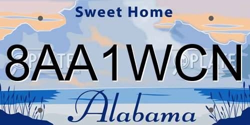 8AA1WCN Alabama License Plate