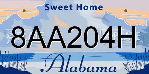 8AA204H Alabama License Plate