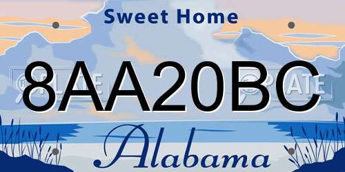 8AA20BC Alabama License Plate