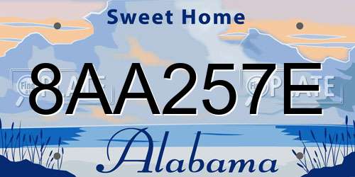 8AA257E Alabama License Plate