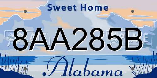 8AA285B Alabama License Plate