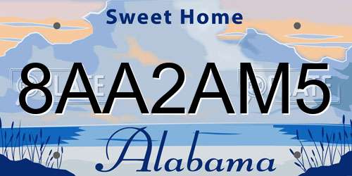 8AA2AM5 Alabama License Plate