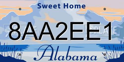 8AA2EE1 Alabama License Plate