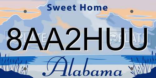 8AA2HUU Alabama License Plate