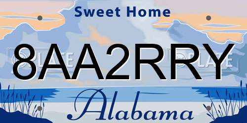 8AA2RRY Alabama License Plate