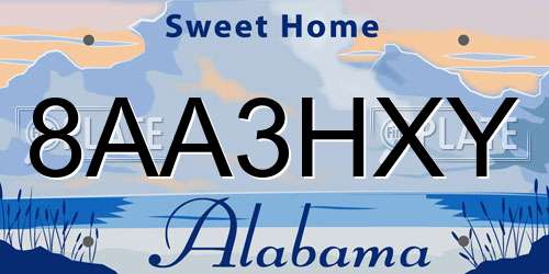 8AA3HXY Alabama License Plate
