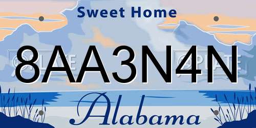 8AA3N4N Alabama License Plate