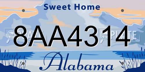 8AA4314 Alabama License Plate