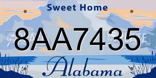 8AA7435 Alabama License Plate
