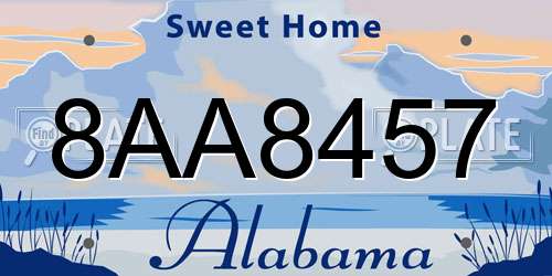 8AA8457 Alabama License Plate