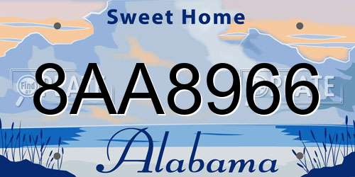 8AA8966 Alabama License Plate