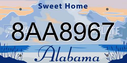 8AA8967 Alabama License Plate