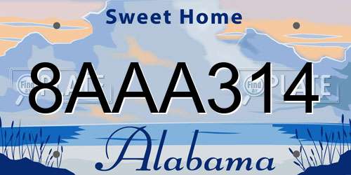 8AAA314 Alabama License Plate