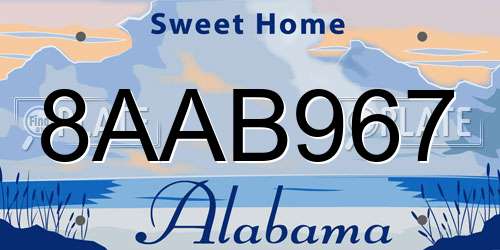 8AAB967 Alabama License Plate