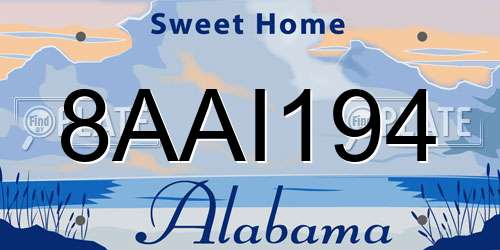 8AAI194 Alabama License Plate