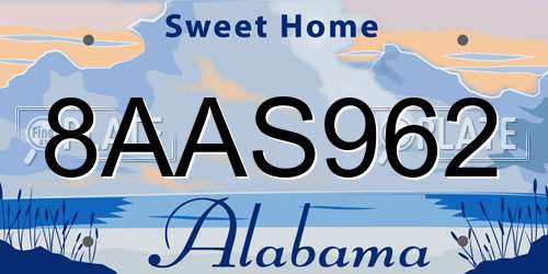 8AAS962 Alabama License Plate