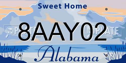 8AAY02 Alabama License Plate