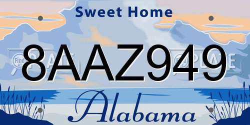 8AAZ949 Alabama License Plate