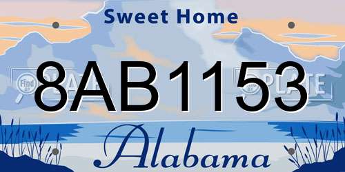 8AB1153 Alabama License Plate