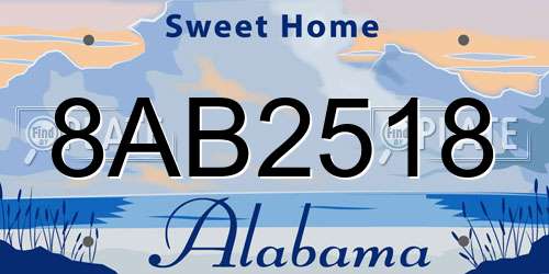 8AB2518 Alabama License Plate