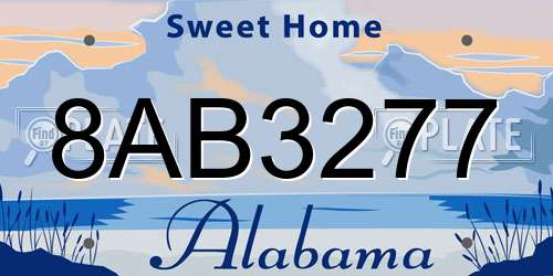 8AB3277 Alabama License Plate