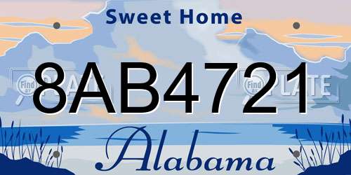 8AB4721 Alabama License Plate