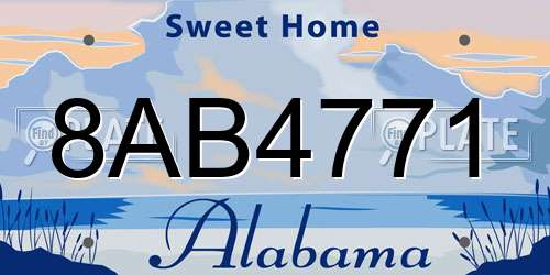 8AB4771 Alabama License Plate