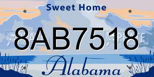 8AB7518 Alabama License Plate