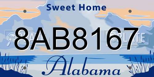 8AB8167 Alabama License Plate