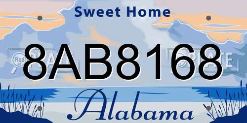 8AB8168 Alabama License Plate