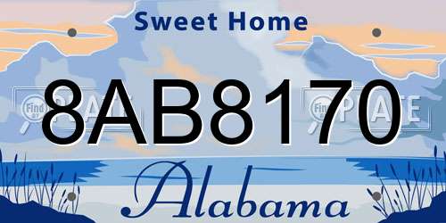 8AB8170 Alabama License Plate