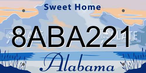 8ABA221 Alabama License Plate