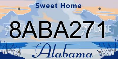 8ABA271 Alabama License Plate