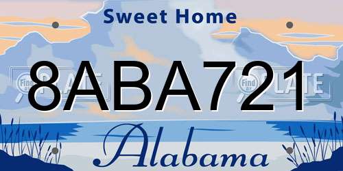 8ABA721 Alabama License Plate