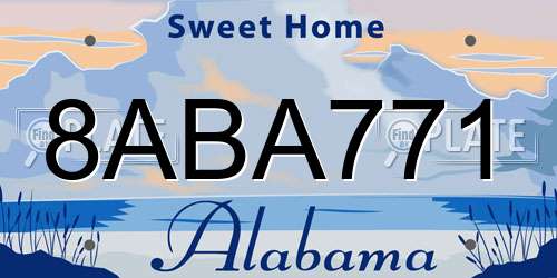8ABA771 Alabama License Plate