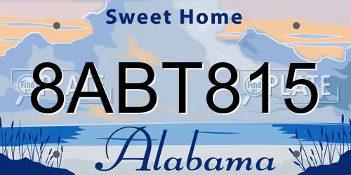 8ABT815 Alabama License Plate