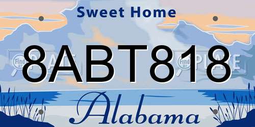 8ABT818 Alabama License Plate
