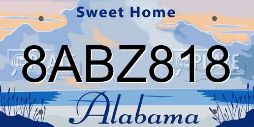 8ABZ818 Alabama License Plate