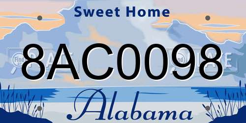 8AC0098 Alabama License Plate
