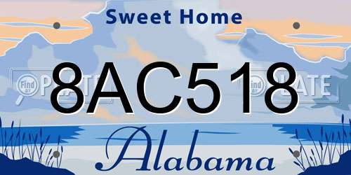 8AC518 Alabama License Plate