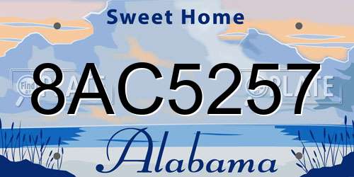 8AC5257 Alabama License Plate