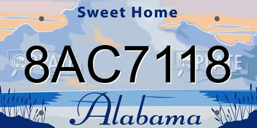 8AC7118 Alabama License Plate